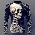 Graphic Skull Skeleton Fashion Designer Casual Men's 3D Print T shirt Tee Sports Outdoor Holiday Going out Halloween T shirt Black Blue Red White Long Sleeve Crew Neck Shirt Spring Fall Clothing
