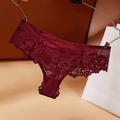 Womens Underwear Lace Hollow Out Hipster Panties Solid Color T Back Low Waist Ladies Briefs