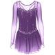 Figure Skating Dress Women's Girls' Ice Skating Dress Dark-Gray Violet Purple Mesh Spandex High Elasticity Training Practice Competition Skating Wear Handmade Classic Crystal / Rhinestone Long Sleeve