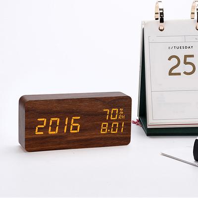 Wooden Alarm Clocks LED Digital Clock Electronics Mute Snooze Horloge Temperature and Humidity Display Desk Bedroom Decoration