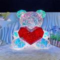 Women's Day Gifts Creative Valentine's Day Gift for Girlfriend Gorgeous Shining LED Teddy Bear Holding a Pink Heart, 10 inch Mood Lighting Galaxy Lamp Mother's Day Gifts for MoM