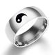 stainless steel black yin yang tai chi ring band for men/best friend//boyfriend (his size 11)