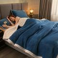 Double-Sided Coral Fleece Blanket Three-Layer Quilted Thickened Cover Quilt Flannel Blanket Double Single Air-Conditioning Nap Blanket