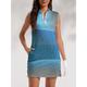 Women's Golf Dress Light Blue Sleeveless Sun Protection Tennis Outfit Stripes Ladies Golf Attire Clothes Outfits Wear Apparel