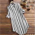 Women's Shirt Blouse Cotton Striped Daily Going out Weekend Button Long Sleeve Streetwear Basic Casual Shirt Collar Spring Fall