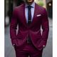 Black Burgundy Navy Blue Men's Wedding Suits Solid Colored 2 Piece Business WorkWear Slim Fit Single Breasted Two-buttons 2024