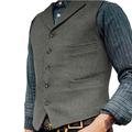 Men's Vest Waistcoat Wedding Event / Party Holiday Wedding Party Vintage 1920s Spring Fall Pocket Polyester Breathable Pure Color Single Breasted V Neck Regular Fit Black Army Green Light Grey Green