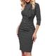 Women's Work Dress Shift Dress Sheath Dress Elegant Office Daily Midi Dress Tie Knot Bow Crew Neck 3/4 Length Sleeve Polka Dot Regular Fit Black Spring Fall S M L XL XXL