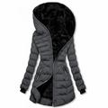 Women's Puffer Jacket Long Full Zip Pocket Button Coat Black Yellow Silver Red Casual Street Fall Zipper Hoodie Loose S M L XL XXL / Daily / Warm / Breathable / Solid Color / Lined