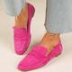 Women's Loafers Pink Shoes Plus Size Loafer Mules Daily Solid Color Block Heel Square Toe Vintage Casual Walking Faux Fur Loafer Pink