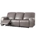 Waterproof 3 Seater Recliner Sofa Cover Stretch Pu Leather Black Grey High Elastic Couch Slipcover 3 Seats Cushion Reclining Furniture Protector