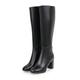 Women's Boots Heel Boots Daily Solid Color Solid Colored Knee High Boots Winter Block Heel Round Toe Classic Casual Minimalism PU Leather Faux Leather Zipper Black Brown Beige