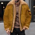 Men's Winter Coat Winter Jacket Shearling Coat Sherpa Jacket Outdoor Daily Wear Warm Fall Winter Plain Fashion Streetwear Lapel Regular Black Wine Brown Khaki Coffee Jacket