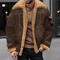 Men's Winter Coat Winter Jacket Shearling Coat Sherpa Jacket Outdoor Daily Wear Warm Fall Winter Plain Fashion Streetwear Lapel Regular Black Wine Brown Khaki Coffee Jacket