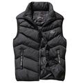 Men's Puffer Vest Gilet Quilted Vest Cardigan Outdoor Street Daily Going out Streetwear Sporty Fall Winter Pocket Full Zip Polyester Warm Breathable Solid Color Zipper Turndown Regular Fit Black