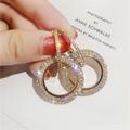 1 Pair Crystal Earrings For Women's Girls' Party Evening Date Rose Gold Circle Princess / Fashion