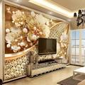 3D Golden Flower Wallpaper Wall Mural European Luxury Style Diamond Adhesive Required Canvas for Living Room Hotel Background Home Décor