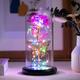 Rose Flower Gifts for Women,Birthday Gifts For Women,Womens Gifts for Christmas,Mom Gift For Xmas,Colorful Rainbow Artificial Flower Rose Light Up Rose in A Glass Dome,Flower Gifts For Her,Anniversary