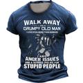 Walk Away Grumpy Old Man Men's Street Style 3D Print T shirt Tee Sports Outdoor Holiday Going out T shirt Black Brown Dark Blue Short Sleeve Crew Neck Shirt Spring Summer