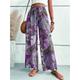 Women's Wide Leg Chinos Pants Trousers Flower Baggy Print Full Length Micro-elastic High Waist Vacation Ethnic Daily Wear Vacation Purple Gold S M Summer Fall