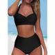 Women's Swimwear Bikini Normal Swimsuit Halter 2 Piece High Waisted Plain Beach Wear Push Up Bathing Suits