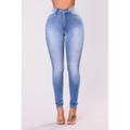 Women's Light Blue Medium blue Black Solid / Plain Color Denim High Waisted Daily Classic Denim Skinny S