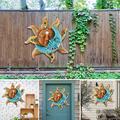 Celestial Metal Golden-sun And Blue Moon Face Wall Art 3D Decorative Indoor Outdoor Plaque Vinyl Ornaments Waterproof Durable Home Hanging Retro Style Decor for Living Room Office Garden Decoration