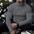 Men's Pullover Sweater Jumper Turtleneck Sweater Knit Sweater Ribbed Knit Regular Pitted Plain Roll Neck Keep Warm Modern Contemporary Casual Daily Wear Clothing Apparel Fall Winter Black White M L XL