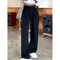 Women's Dress Work Pants Wide Leg Pants Trousers Full Length Pocket Baggy Micro-elastic High Waist Fashion Streetwear Daily Black White S M Summer Fall