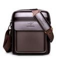 Men's Crossbody Bag Shoulder Bag Satchel PU Leather Outdoor Office Daily Zipper Large Capacity Waterproof Durable Solid Color Black vertical medium size Brown vertical medium size Zong color vertical