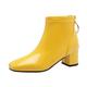 Women's Boots Heel Boots Daily Solid Colored Booties Ankle Boots Winter Block Heel Square Toe Casual Minimalism Patent Leather Zipper Black White Yellow