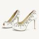 Women's Wedding Shoes Dress Shoes Lolita Wedding Party Wedding Heels Bridal Shoes Bridesmaid Shoes Rhinestone Platform Stiletto Peep Toe Elegant Satin Loafer Black White Champagne