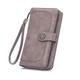 Solid Color Large-capacity Long Wallet, Vintage Multifunctional Coin Purse With Zipper Wristband