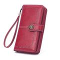 Solid Color Large-capacity Long Wallet, Vintage Multifunctional Coin Purse With Zipper Wristband