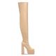 Women's Boots Platform Boots Plus Size Heel Boots Party Solid Color Over The Knee Boots Thigh High Boots Winter Zipper Chunky Heel Square Toe Elegant Fashion Sexy PU Zipper Almond Black White