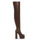 Women's Boots Platform Boots Plus Size Heel Boots Party Solid Color Over The Knee Boots Thigh High Boots Winter Zipper Chunky Heel Square Toe Elegant Fashion Sexy PU Zipper Almond Black White