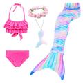 Kids Girls' Five Piece Bikini Swimming Rainbow Cute Print Bathing Suits 3-10 Years Spring Rose Red