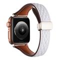 Leather Link Compatible with Apple Watch band 38mm 40mm 41mm 42mm 44mm 45mm 49mm Rugged Magnetic Clasp Luxury Genuine Leather Strap Replacement Wristband for iwatch Ultra 2 Series 9 8 7 SE 6 5 4 3 2 1