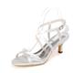 Wedding Shoes for Bride Bridesmaid Women Peep Toe White Ivory Blue Silver Gold Black Satin Sandals Low Heel Wedding Party Valentine's Day Minimalism Fashion