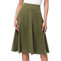 Women's Skirt A Line Knee-length High Waist Skirts Pleated Ruffle Solid Colored Maillard Street Daily Spring Polyester Fashion Casual Wine Black Yellow Dark Green