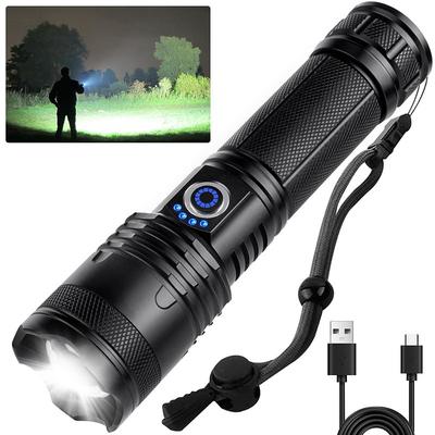 Rechargeable Flash Light Flashlights High Lumens, 200000 Lumens Super Bright LED Tactical Flashlight, 5 Modes IPX6 Waterproof, Powerful Handheld Flashlights for Camping Emergency Outdoor