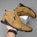 Men's Boots Retro Casual Boots Handmade Shoes Walking Casual Daily Leather Comfortable Booties / Ankle Boots Loafer Black Yellow Spring Fall