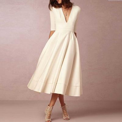 TS Beach Wedding Beach Simple Wedding Dresses A-Line V Neck Sleeveless Court Train Satin Bridal Gowns With Pleats Ruched dress to impress 2025