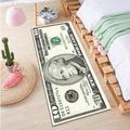 Creative 100 Dollar Bill Rug, 100 Dollar Bill Area Rug With Non-Slip Backing, Bedroom Besdie Rug, Runner Rug For Kitchen Hallway Laundry, Money Rug, Water Absorption Money Printed Runner