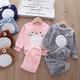 Toddler Girls' Pajama Set Long Sleeve Bow bear two piece set gray Plush mouse two-piece set pink Bow bear two piece set blue Animal Cartoon Crewneck Spring Fall Adorable Home 3-7 Years