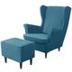 Wing Chair Cover Set Stretch Wingback Chair Slipcover and Ottoman Cover, Velvet Wing Back Chair Cover Machine Washable Armchair Chair Cover for Strandmon Chair