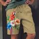 Men's Shorts Summer Shorts Beach Shorts Drawstring Elastic Waist 3D Print Graphic Flower / Floral Breathable Soft Short Casual Daily Holiday Streetwear Hawaiian Green Khaki Micro-elastic