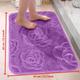 1pc Bath Rugs, Rose Flower Patterned Bathroom Bath Mat Flannel Non-slip Carpet Bathtub Floor Rug Shower Room Doormat Memory Foam Mat Washable Carpet