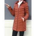 Women's Parka Quilted Coat Xmas Long Puffer Jacket Winter Windproof Warm Coat Stylish Contemporary Casual Jacket Long Sleeve with Pockets Full Zip Black Pink Army Green