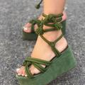 Women's Sandals Lace Up Sandals Strappy Sandals Wedge Sandals Wedge Heels Outdoor Office Daily Solid Colored Summer Lace-up Platform Wedge Heel Round Toe Open Toe Casual Sweet Walking Synthetics